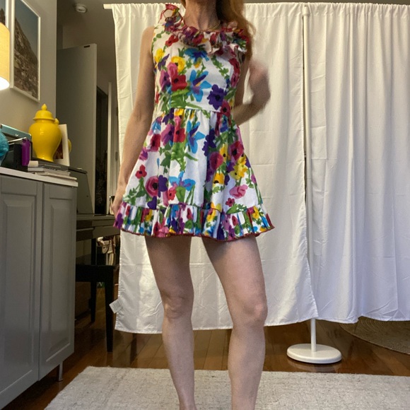 Vintage floral mini dress with ruffle trim - so cute! - Picture 5 of 6